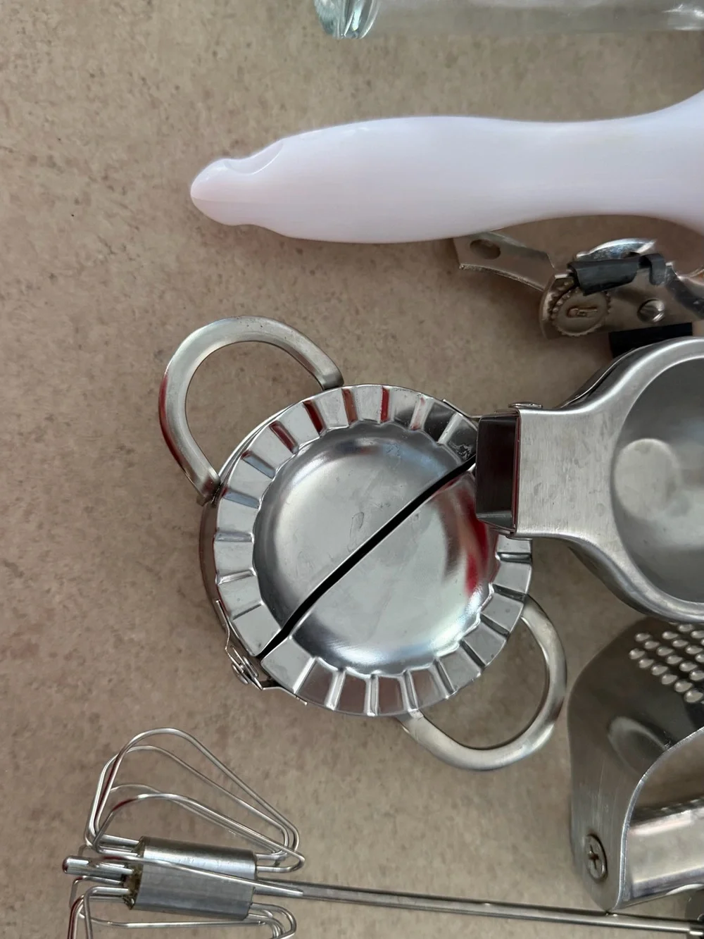 Kitchen Gadget Set - Stainless Steel Tools with White Handle